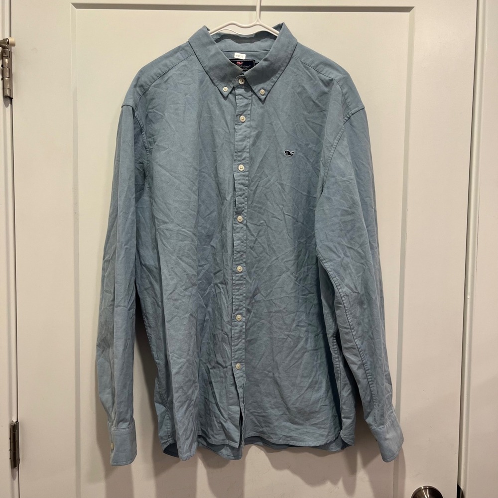 Vineyard Vines Mens XXL Classic Fit Whale Shirt Blue Cotton Stretch Button Down
